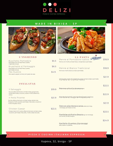 Menu at Delizi Pasta Pizza restaurant, São Paulo