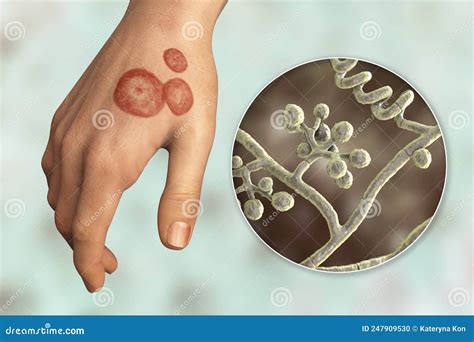 Hand Fungal Infection, Tinea Manuum, 3D Illustration Royalty-Free ...