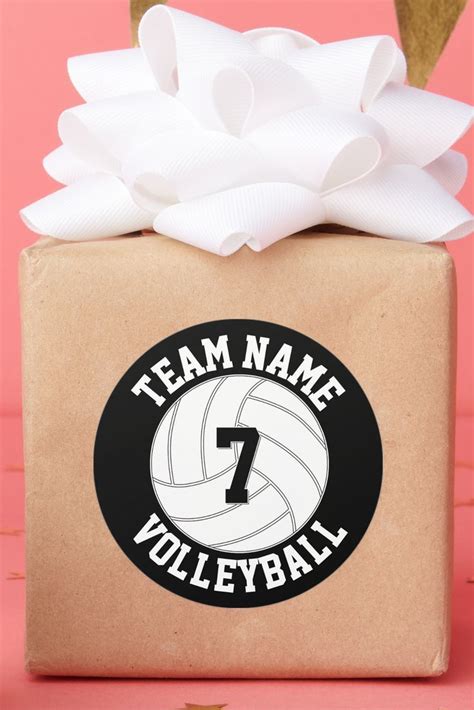 Volleyball Team Name, Color and Player Number Classic Round Sticker ...