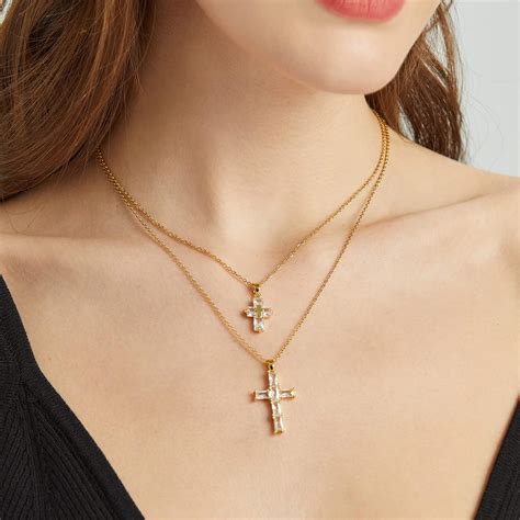 Gold Cross Necklaces for Women 18k Gold Plated Adjustable Layered Cross ...