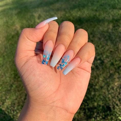 Baddie Blue Butterfly Acrylic Nails - img-primrose