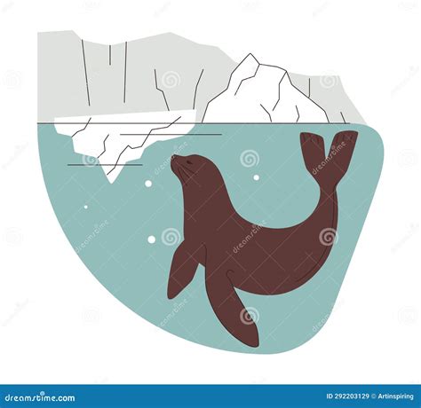 Global Warming. Arctic Seal in the Water. Iceberg and Glacier Melt