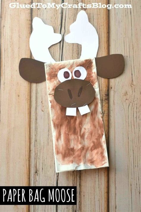Paper Bag Moose Puppet - Kid Craft Idea | Animal crafts for kids, Moose ...