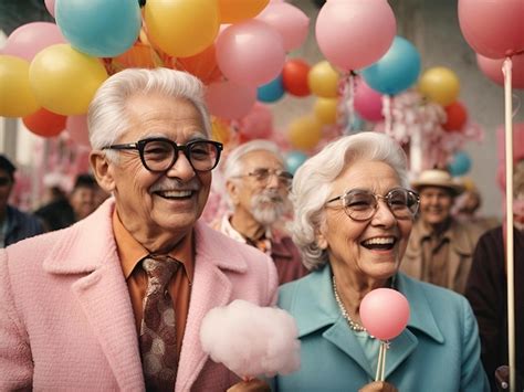 Premium AI Image | Old men and women closeup cheerful happy cotton ...