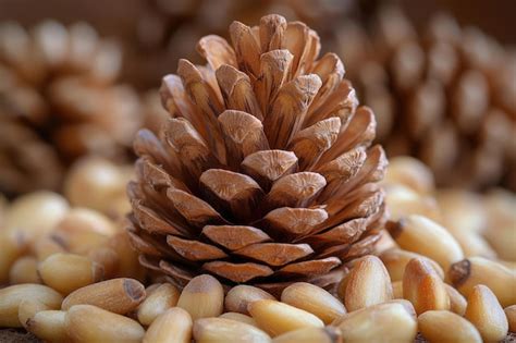 siberian pine cone  pine nuts premium ai generated image