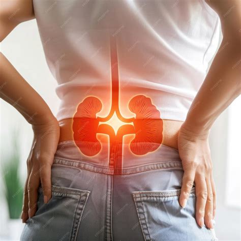 A woman suffers from kidney pain depicting the discomfort and distress