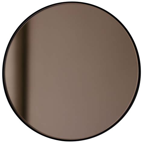 Orbis Black Tinted Modern Round Mirror with Black Frame, XL For Sale at