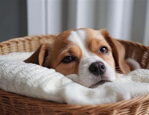 Premium Photo | Cute puppy sleeping in a basket