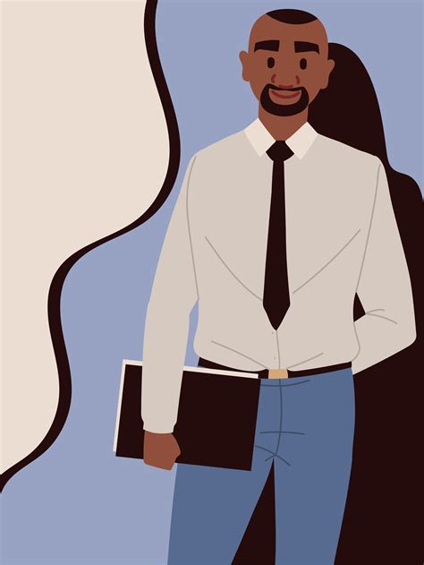 black businessman with files 4800200 Vector Art at Vecteezy