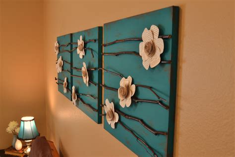 pinterest inspired paper flowers branches canvas wall decor wall