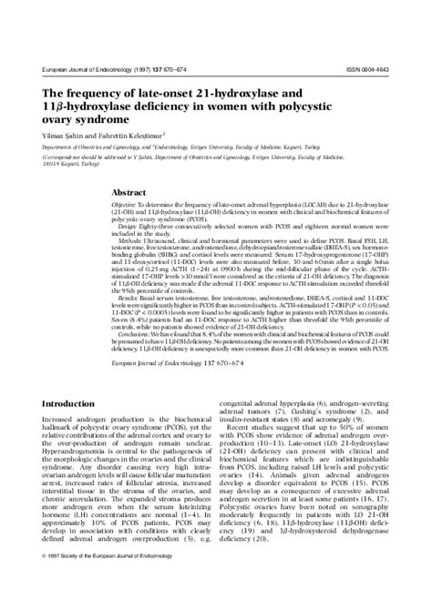 (PDF) The frequency of late-onset 21-hydroxylase and 11b-hydroxylase ...