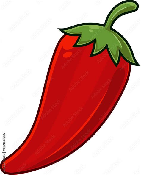 cartoon fresh red hot chili pepper vector hand drawn illustration