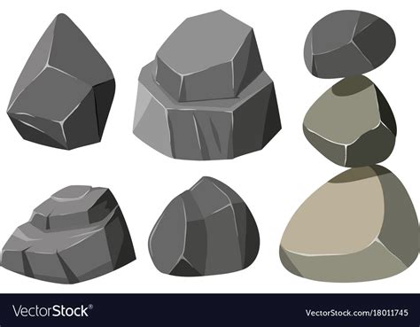 Different shapes of gray rocks Royalty Free Vector Image