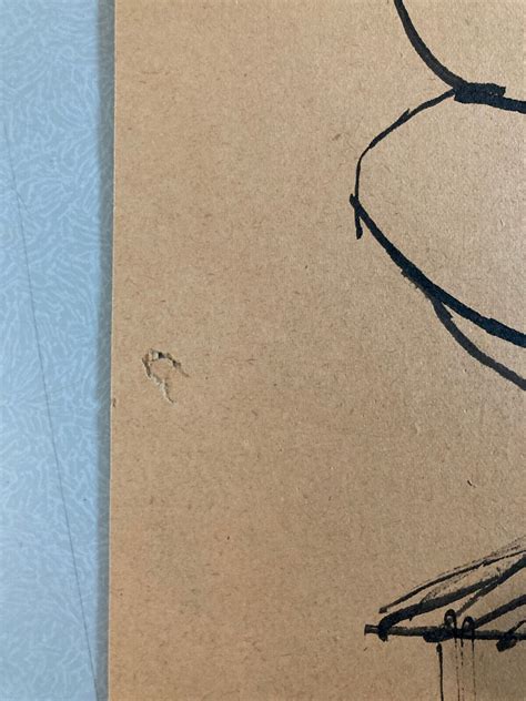 Very Beautiful Ink Drawing Naked Woman Seated Erotic Nude 1950 To