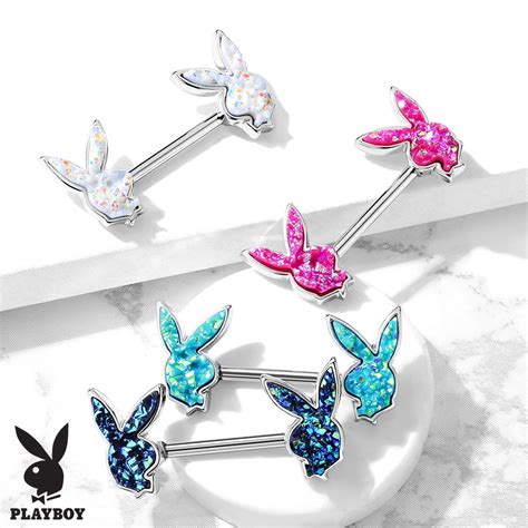 PAIR - Faux Druzy Stone Playboy Bunny Nipple Rings | BodyDazz.com