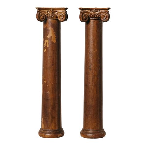 Vintage Greek Revival Wood Columns - a Pair | Chairish