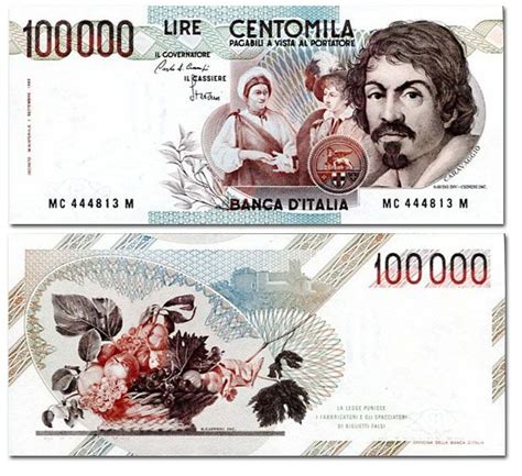 Банкнота 100000 лир (лицевая и оборотная сторона). | Bank notes ...