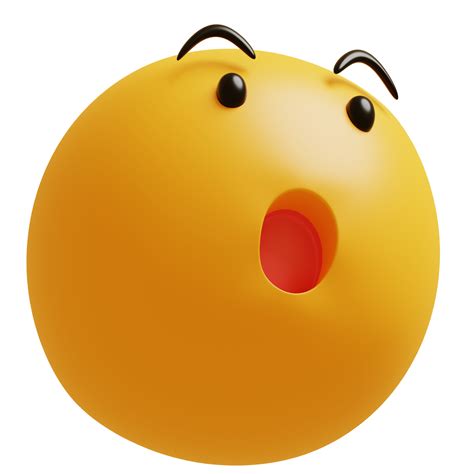 Yellow face wow emoji. Surprised, shocked emoticon. 3D render ...