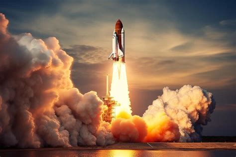 premium photo  rocket   launch pad   background