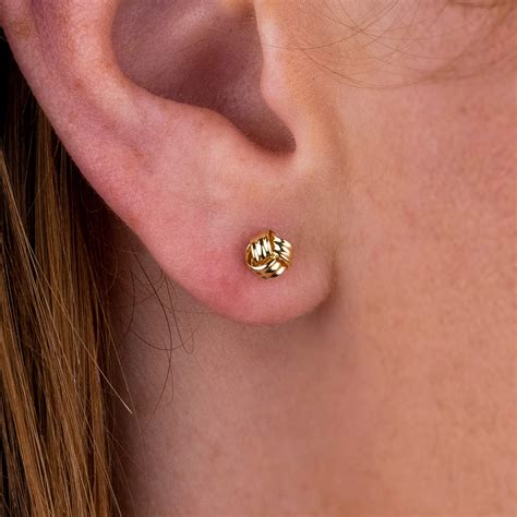 ct yellow gold knot stud earrings buy   insured uk delivery
