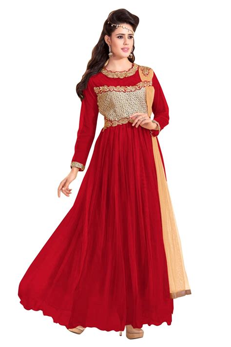 Net Party Wear Gown in Red Colour | Party wear dresses, Party wear gown