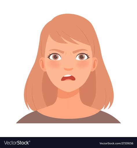 anger  face  young woman royalty  vector image