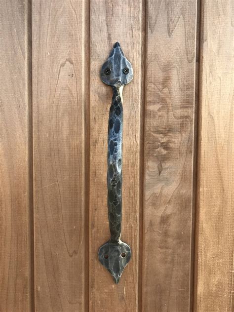 Door Handle Iron Hand Forged Metal Door Handle Leaf Shape Gate Gates Door Barn Handle Pull - Etsy