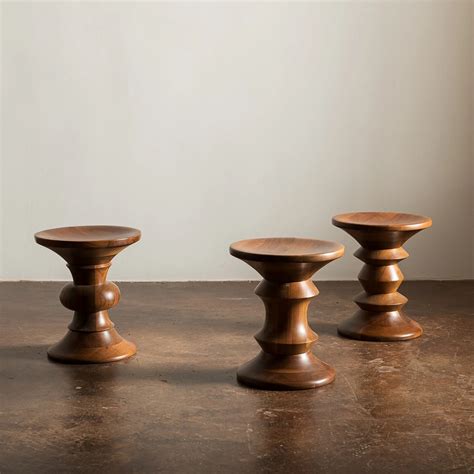 authentic eames walnut wooden stool set unique mid century modern ...