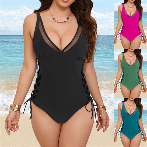 COMVALUE Women Sexy Mesh Swimsuit Tummy Control Bathing Suit Slimming