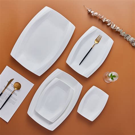 custom shape rectangular plates ceramic bone china pito