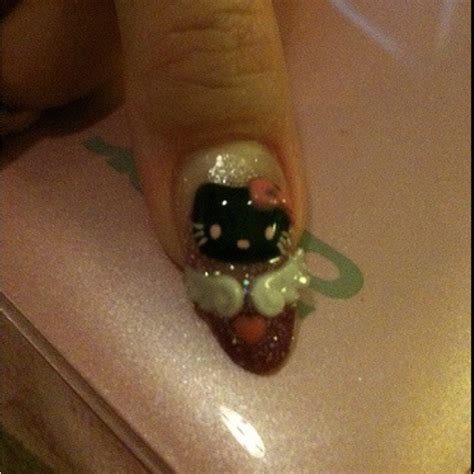 Black Hello Kitty Nails | Hello kitty nails, Cat nails, Hair and nails