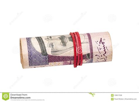 Rolled Saudi Arabian Riyal Banknotes with a Rubber Ring Stock Photo ...