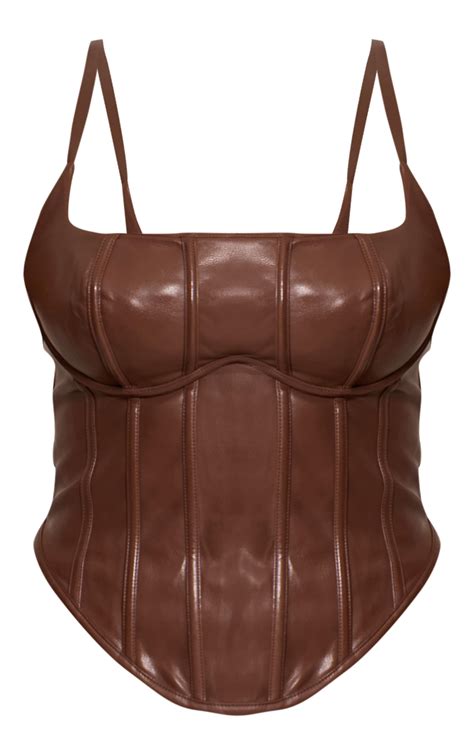 Shape Chocolate Faux Leather Corset | Shape | PLT IRE