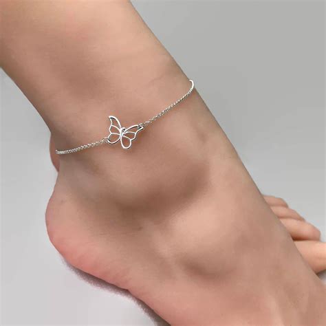Sterling Silver Butterfly Anklet - Ankle bracelet, Sterling anklet, Si ...