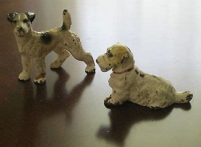 Antique Cast Iron Dog Figurines=A Nice Old Pair Of Friends! -- Antique