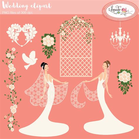 Wedding Clip Art, Wedding Dress Clipart, Bridal Bouquet Clipart ...