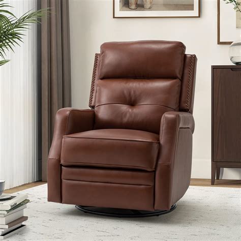 Amazon.com: HULALA HOME Genuine Leather Swivel Rocker Recliner with ...