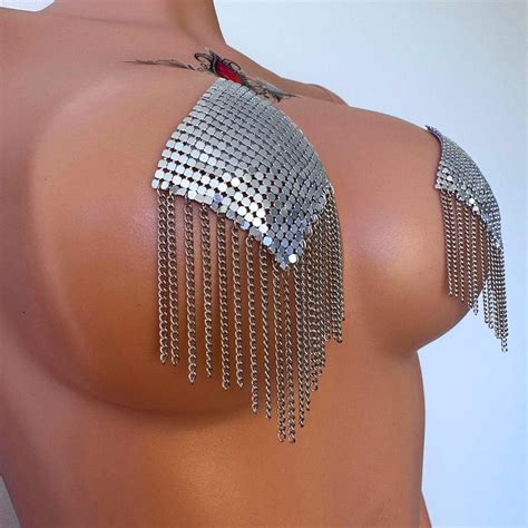 Nipples Pasties for Entertainer Outfits, Silver Nipple Tassels Perfect