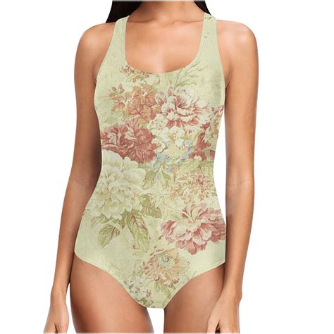 cocolona Women's Plus Size Vintage Floral One Piece Swimsuits Tummy
