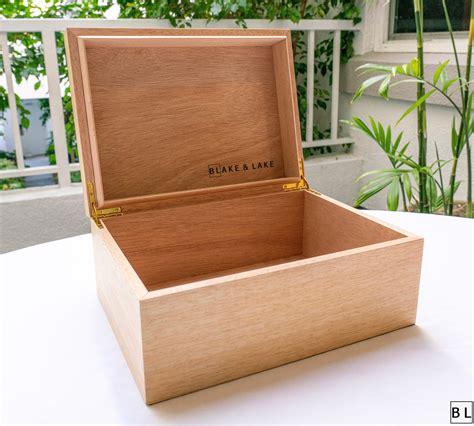 LIQIX Wooden Box with Hinged Lid - Small Wood Storage Box with Magnetic ...