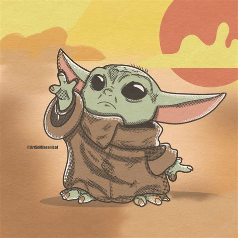 Baby yoda fan art in the style of my Mandalorian drawing the other day ...