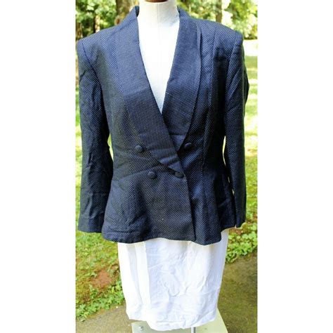 Vtg 1980s Kasper Suit Black Double Breasted Blazer White Skirt | Etsy