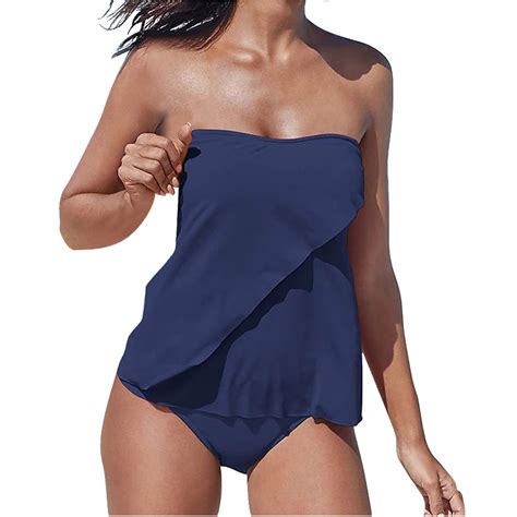 Strapless One Piece Swimsuits for Women Tube Top Bandeau Bathing Suits