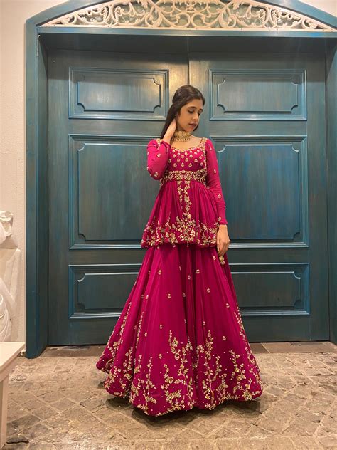 Pink peplum lehenga m – Artofit
