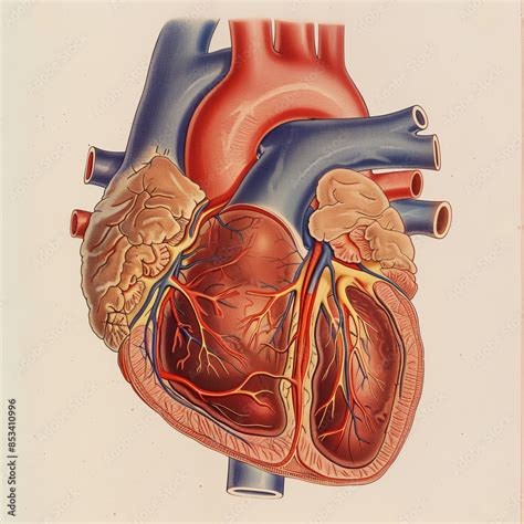 human heart anatomy, cross section, aorta, pulmonary veins ...