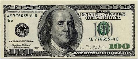 Benjamin Franklin On Money: $100 - One Hundred Dollar Bill