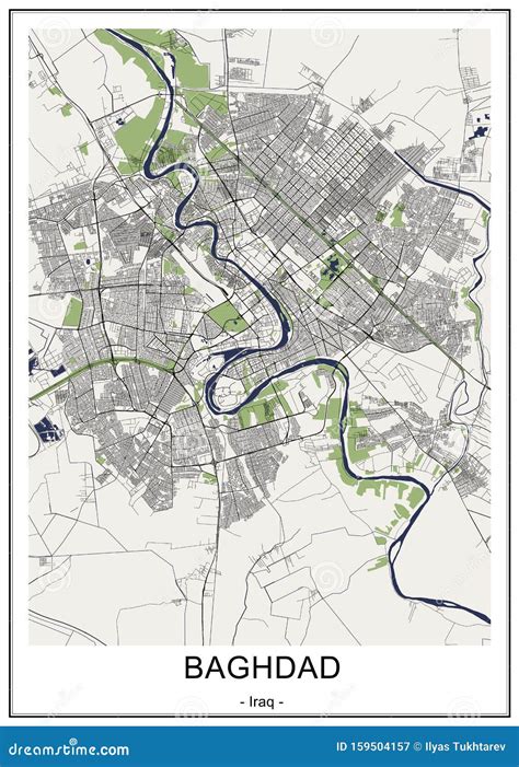 Map of the City of Baghdad, Iraq Stock Illustration - Illustration of baghdad, place: 159504157