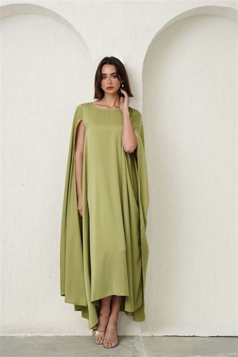 Green asymmetric cape dress - Le Merge