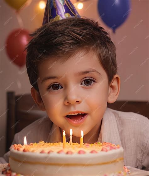 Premium Photo | Happy birthday excited child boy celebrating and having ...