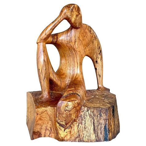 Sculpture Vintage Boho Indonesian Beautiful Carved Wood Nude Woman Bust